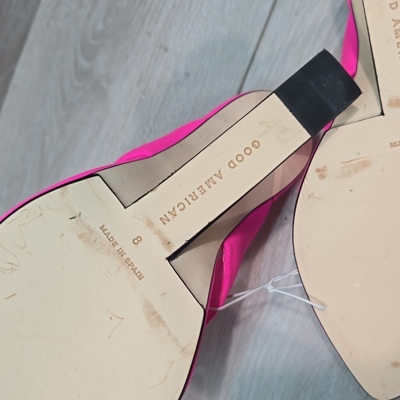 Good American Women "Like New" Thong Hot Pink Clear Wedge Sandals shoes sz 8 - Picture 10 of 10